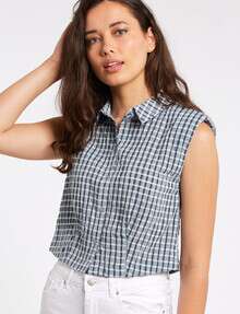 Vero Moda Zenia Check Sleeveless Top, Navy Blaze product photo